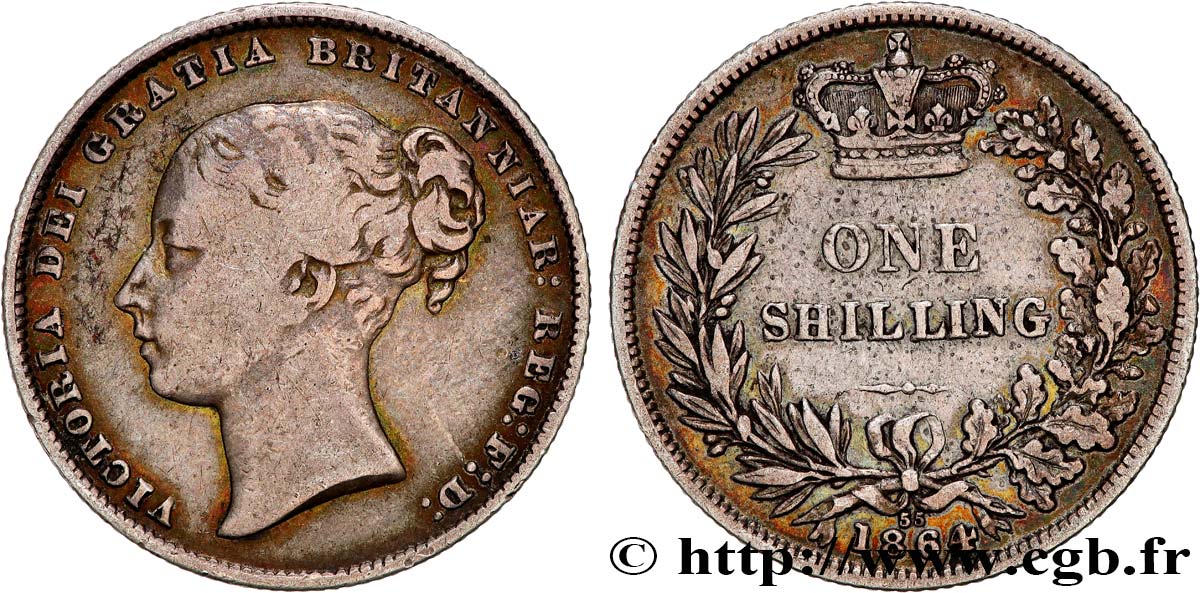 REGNO UNITO 1 Shilling Victoria 1864  q.BB 