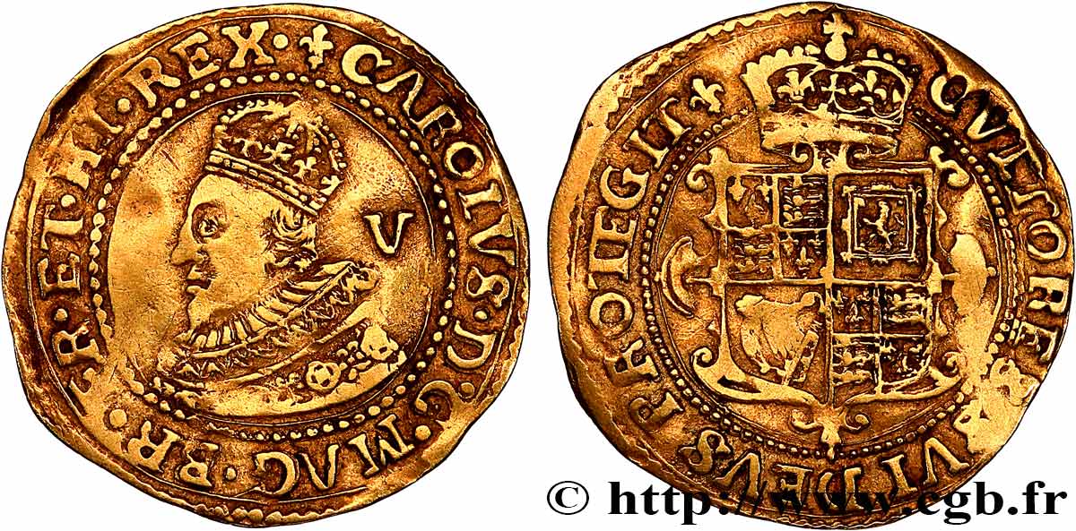 ENGLAND - KINGDOM OF ENGLAND - CHARLES I  Couronne de 5 Shillings n.d. Londres XF 