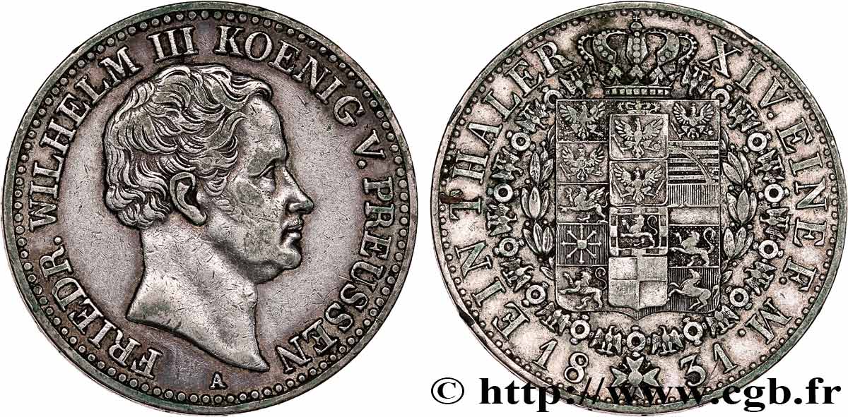 GERMANY - PRUSSIA 1 Thaler Frédéric-Guillaume III 1831 Berlin XF 