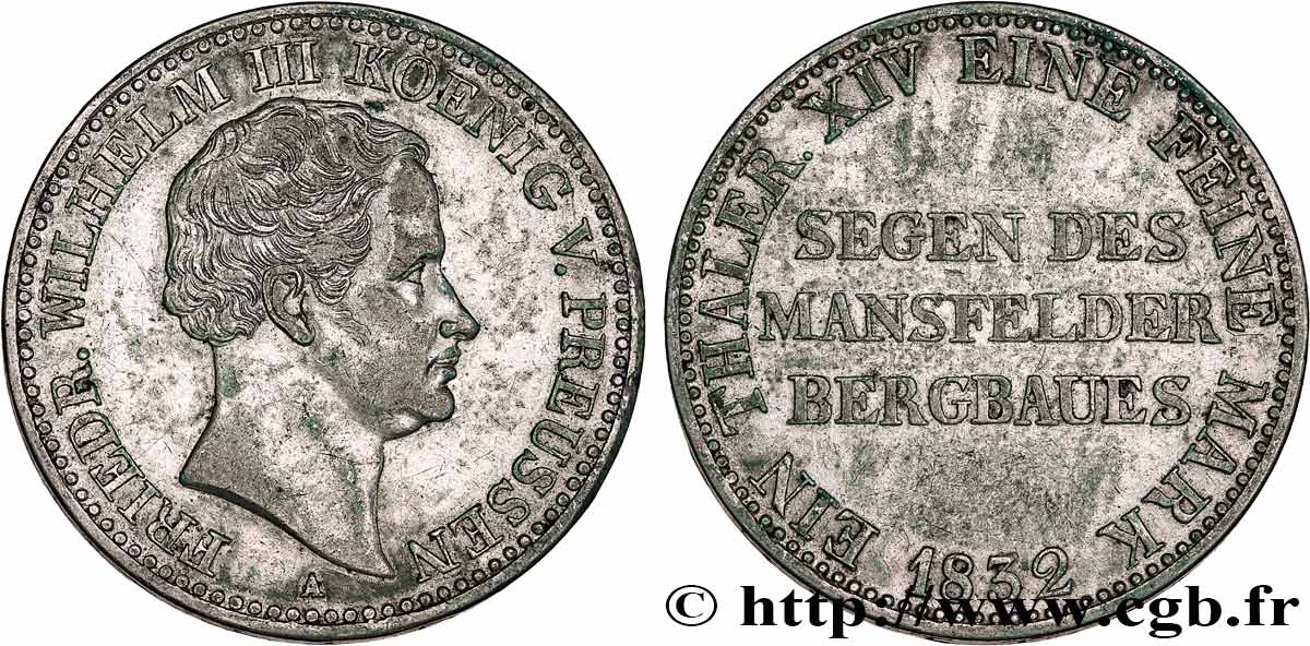 GERMANY - PRUSSIA 1 Thaler Frédéric-Guillaume III 1832 Berlin XF 