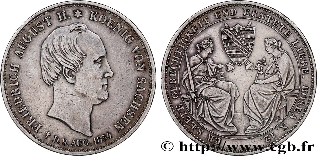 ALEMANIA - SAJONIA 1 Thaler Frédéric-Auguste II 1854 Dresde MBC 