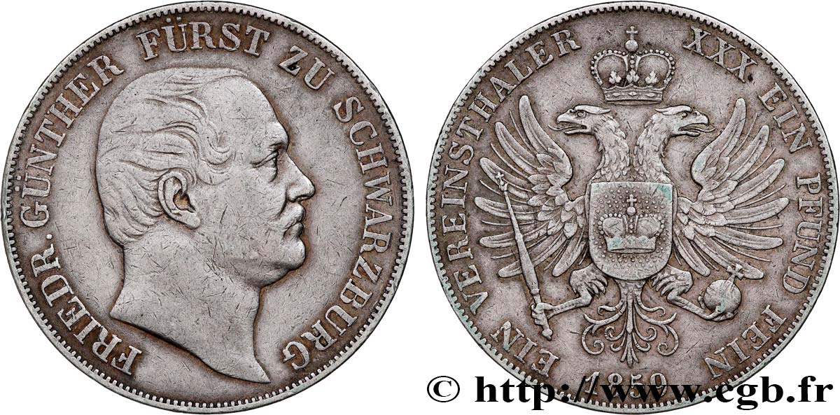 ALLEMAGNE - PRINCIPAUTÉ DE SCHWARZBOURG-RUDOLSTADT - FRÉDÉRIC-GUNTHER Thaler 1859 Berlin TTB 