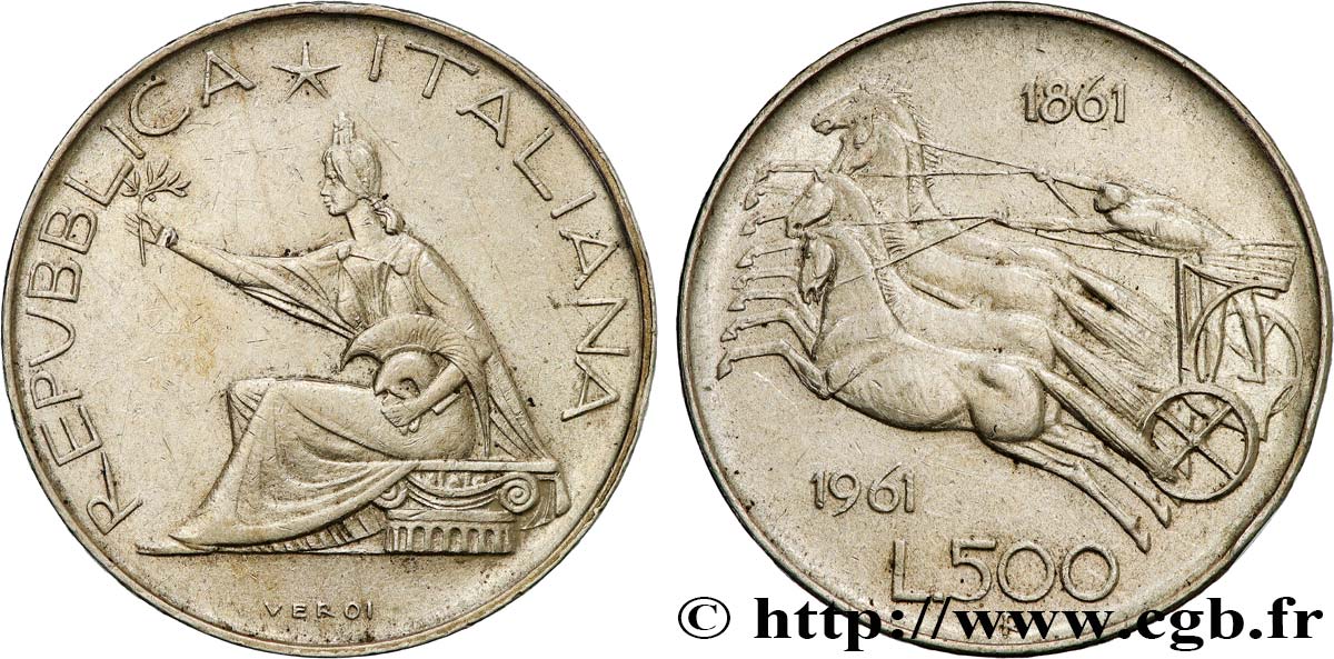 ITALIE 500 Lire Centenaire de l’Unité Italienne 1961 Rome SUP 
