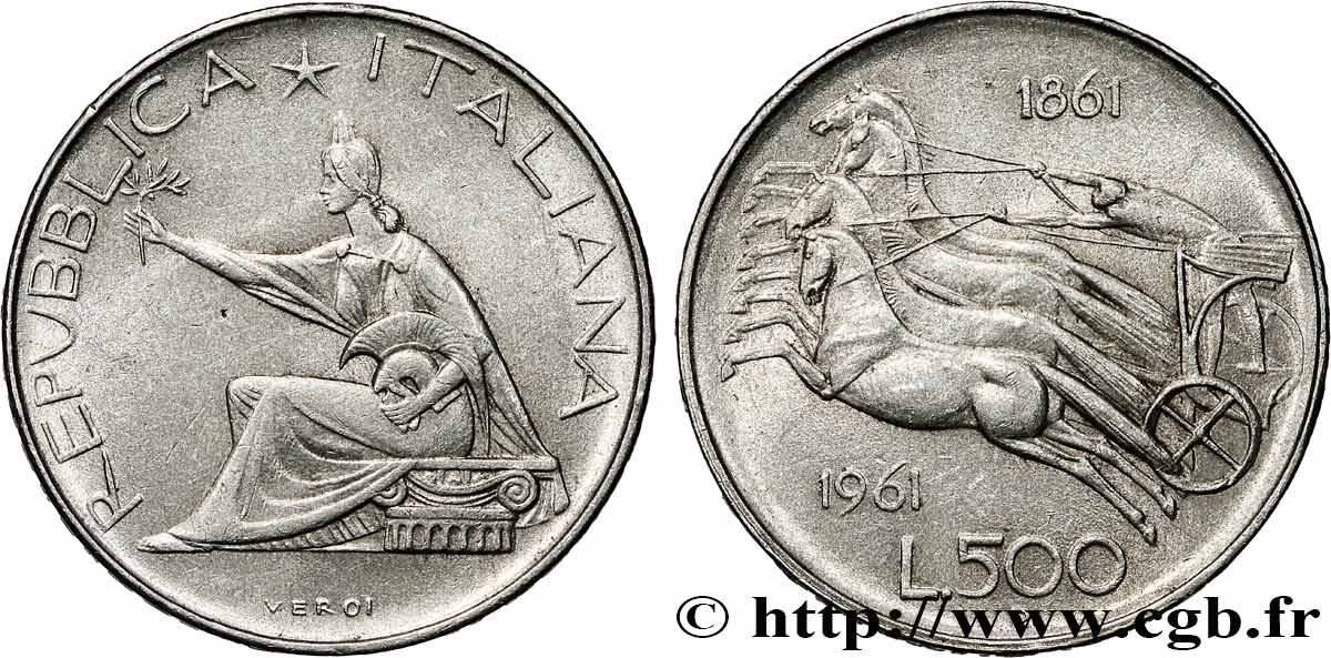 ITALIE 500 Lire Centenaire de l’Unité Italienne 1961 Rome SUP 