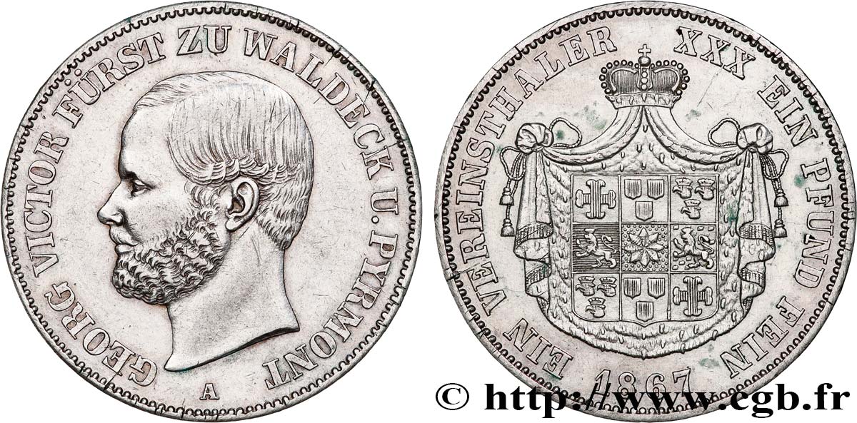 DEUTSCHLAND - WALDECK UND PYRMONT 1 Thaler George Victor 1867 Berlin fVZ 
