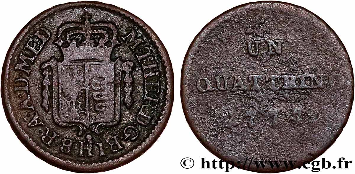 ITALY - DUCHY OF MILAN - MARIA-THERESA 1 Quattrino 1777 Milan VF 