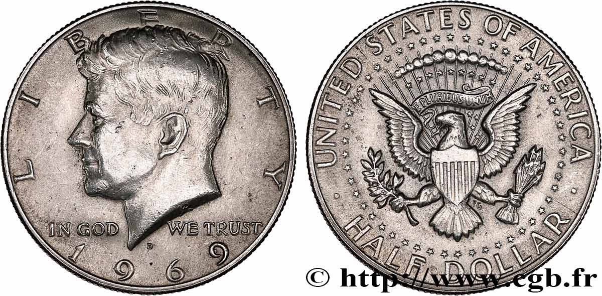 ÉTATS-UNIS D AMÉRIQUE 1/2 Dollar Kennedy 1969 Denver SUP 