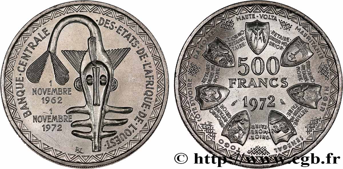 ÉTATS DE L AFRIQUE DE L OUEST (BCEAO) 500 Francs BCEAO 1972 Paris SPL 