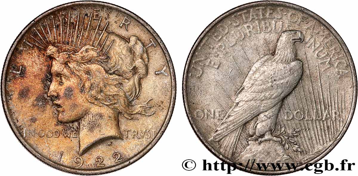 ÉTATS-UNIS D&nbsp;AMÉRIQUE 1 Dollar Peace 1922 Philadelphie TTB 