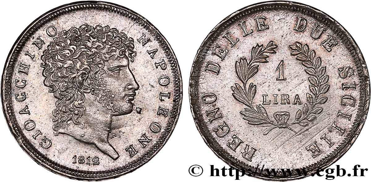 ITALY - KINGDOM OF NAPLES - JOACHIM MURAT 1 lira 1812 Naples AU 