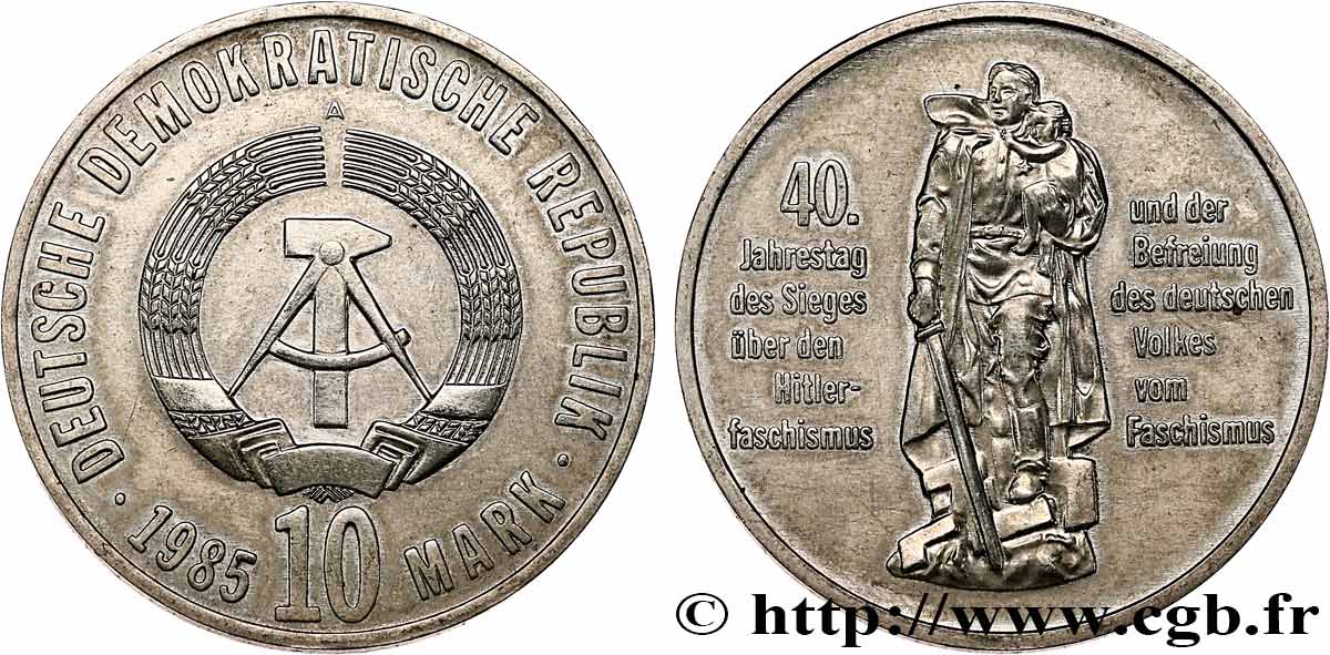 GERMAN DEMOCRATIC REPUBLIC 10 Mark Libération du Fascisme 1985 Berlin AU 