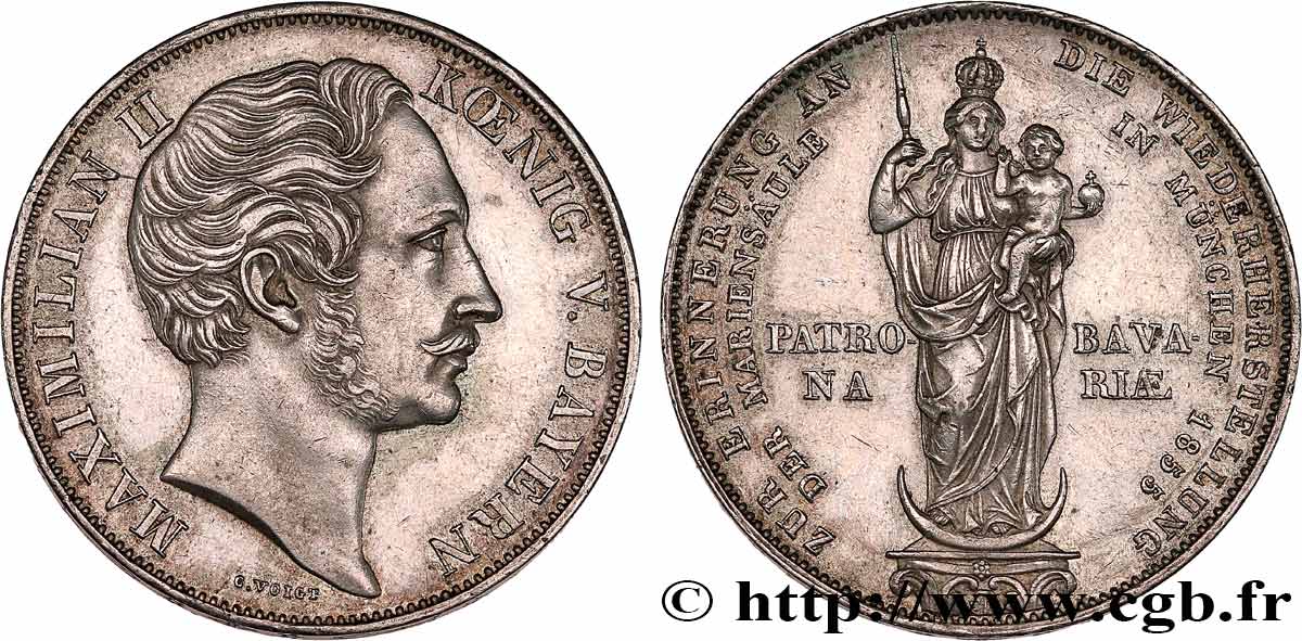 ALEMANIA - BAVIERA 2 Gulden Maximilien II 1855  MBC+ 