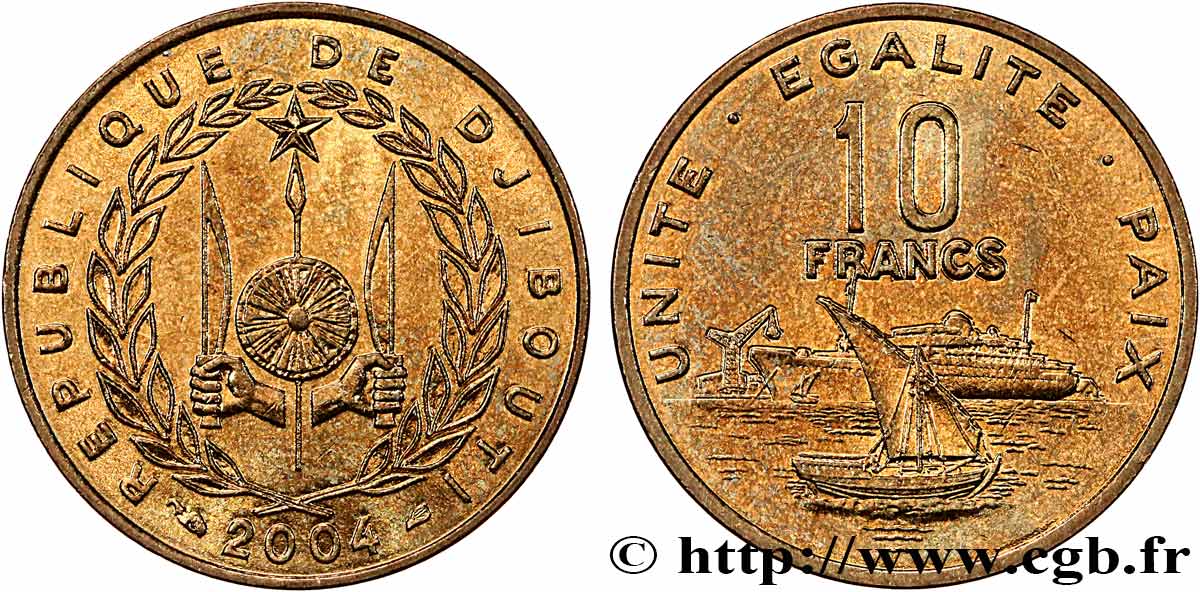 DJIBOUTI 10 Francs 2004 Paris SPL 