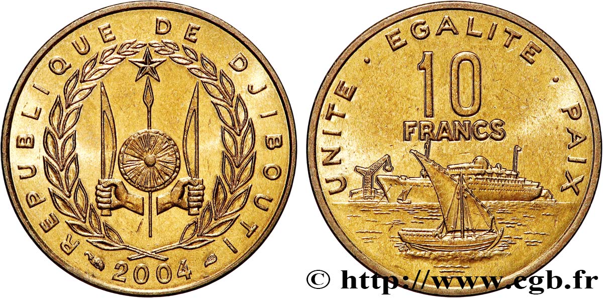 DJIBOUTI 10 Francs 2004 Paris SPL 
