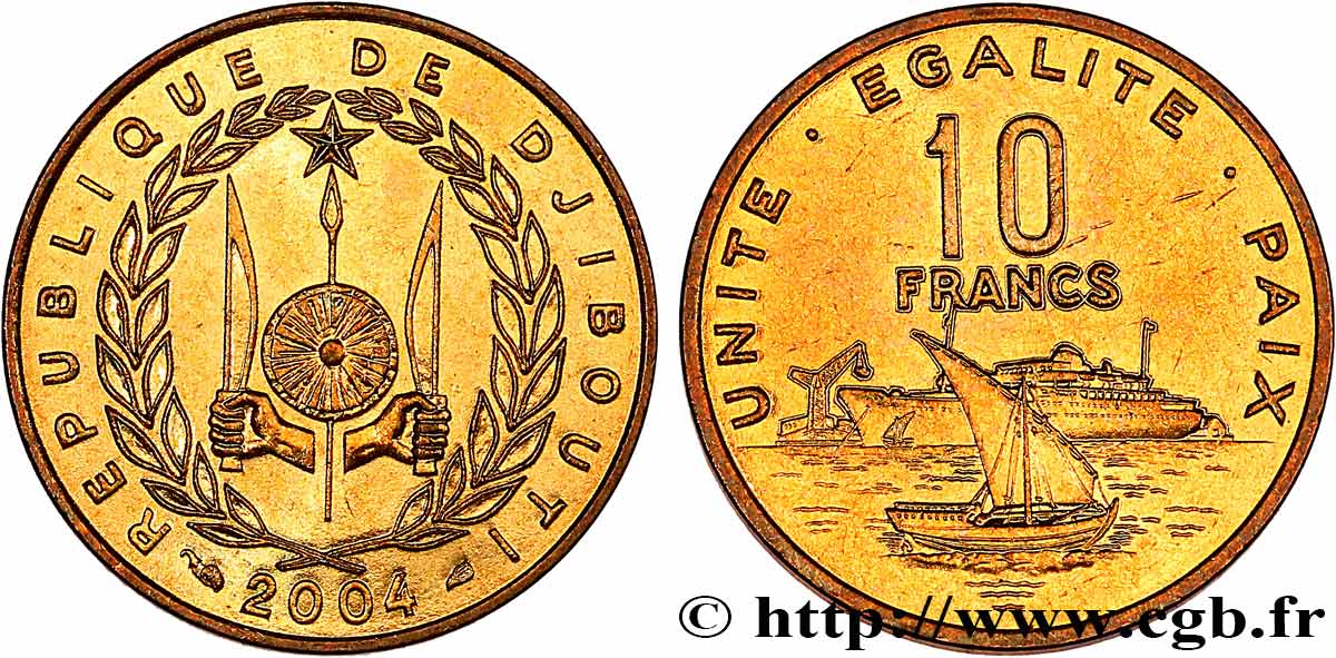 DJIBOUTI 10 Francs 2004 Paris SPL 