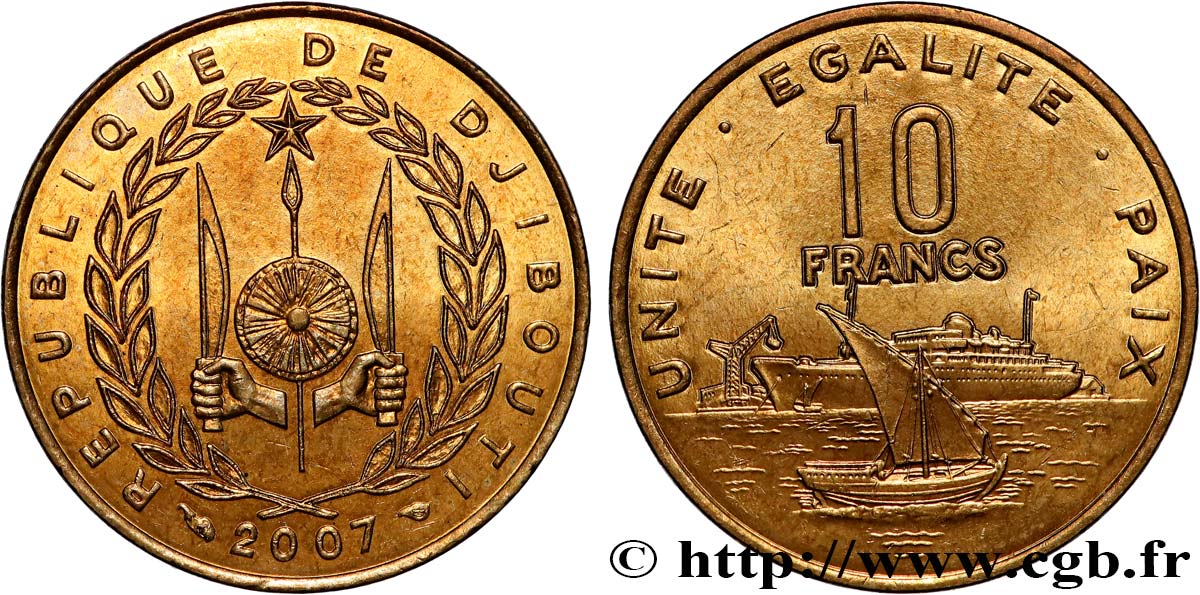 DJIBOUTI 10 Francs 2007 Paris SPL 