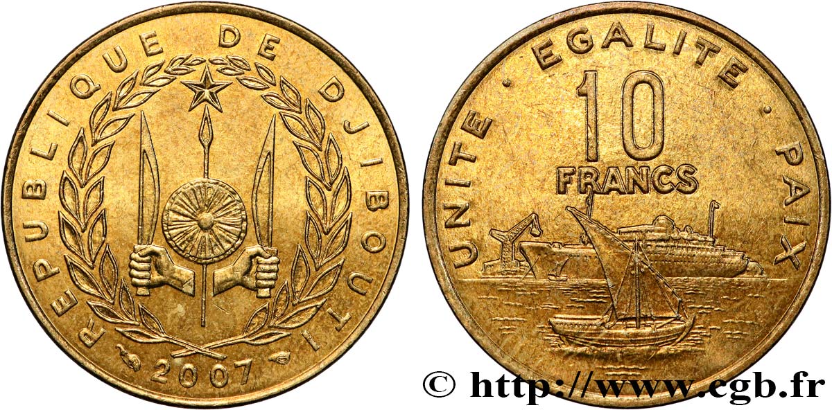 DSCHIBUTI 10 Francs 2007 Paris fST 