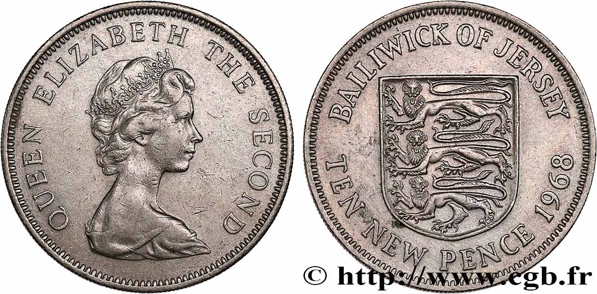 JERSEY 10 New Pence Elisabeth II 1968  AU 