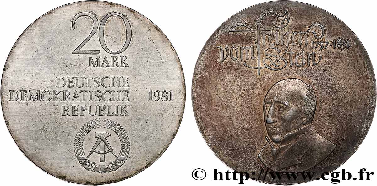 ALLEMAGNE DE L EST 20 Mark Freiherr von Stein 1981  TTB+ 