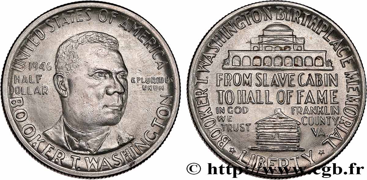 UNITED STATES OF AMERICA 1/2 Dollar Booker T. Washington Memorial 1946 Denver AU 