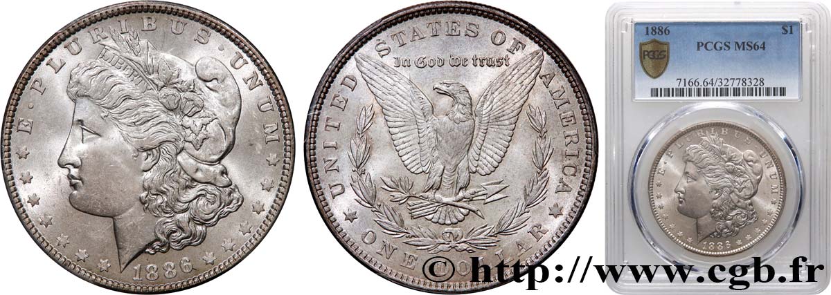 ÉTATS-UNIS D AMÉRIQUE 1 Dollar Morgan 1886 Philadelphie SPL64 PCGS