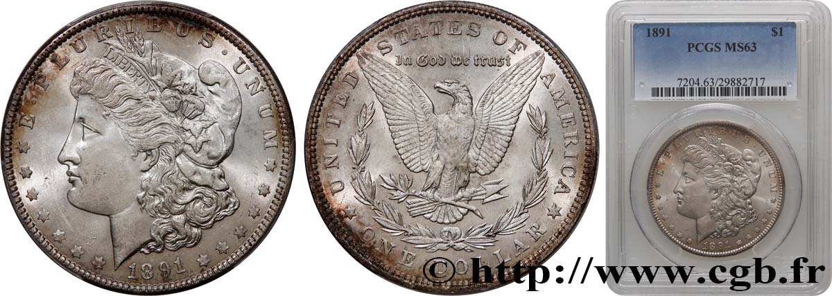 STATI UNITI D AMERICA 1 Dollar Morgan 1891 Philadelphie MS63 PCGS