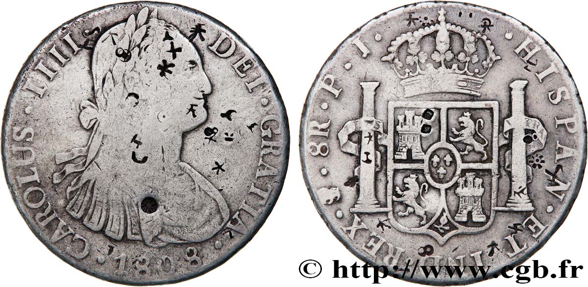 BOLIVIA 8 Reales Charles IV 1808 Potosi VF 