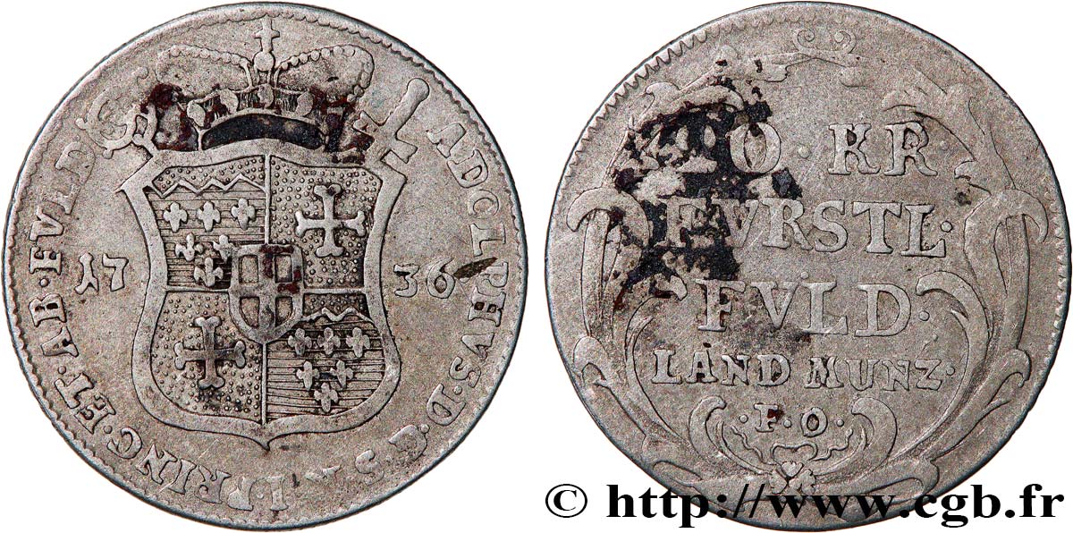 DEUTSCHLAND - FULDA 20 Kreuzer Adolph von Dalberg 1736  fSS 