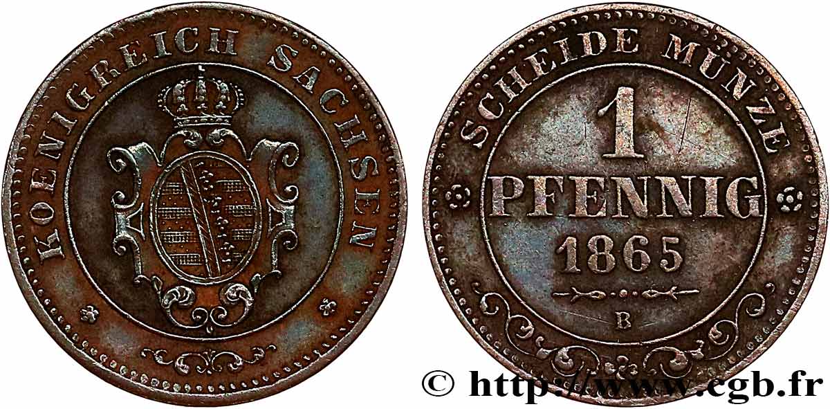 GERMANY - SAXONY 1 Pfennig 1865 Dresde AU 