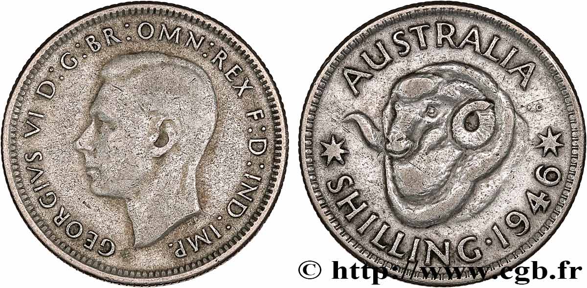 AUSTRALIA 1 Shilling Georges VI 1946 Melbourne VF 