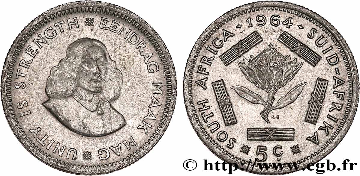 AFRIQUE DU SUD 5 Cents 1964 Pretoria SUP 