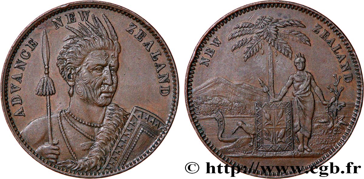 NEW ZEALAND Penny ou token 1857 Christchurch MS 