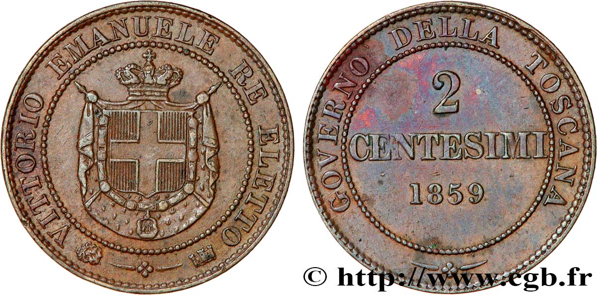 ITALIA - TOSCANA 2 Centesimi 1859 Birmingham MBC+ 