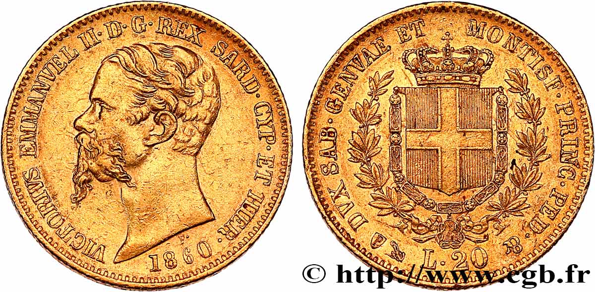 ITALIEN - SARDINIEN KÖNIGREICH - VIKTOR EMMANUEL II. 20 Lire 1860 Gênes SS 