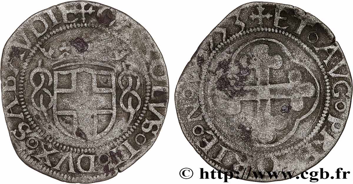 SAVOY - DUCHY OF SAVOY - CHARLES II THE GOOD Gros, 3e type (grosso) 1553 Aoste VF 