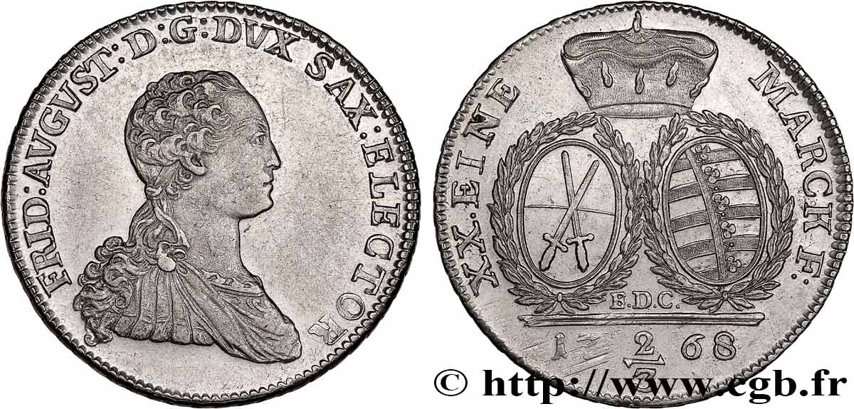 ALLEMAGNE - ÉLECTORAT DE SAXE - FRÉDÉRIC-AUGUSTE III 2/3 Thaler 1768 Dresde TTB+ 