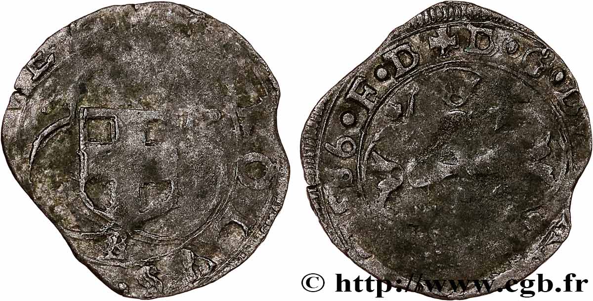 SAVOYEN - HERZOGTUM SAVOYEN - KARL EMANUEL I. Parpaiolle du 3e type (parpagliola di III tipo) 1586 Bourg-en-Bresse S 