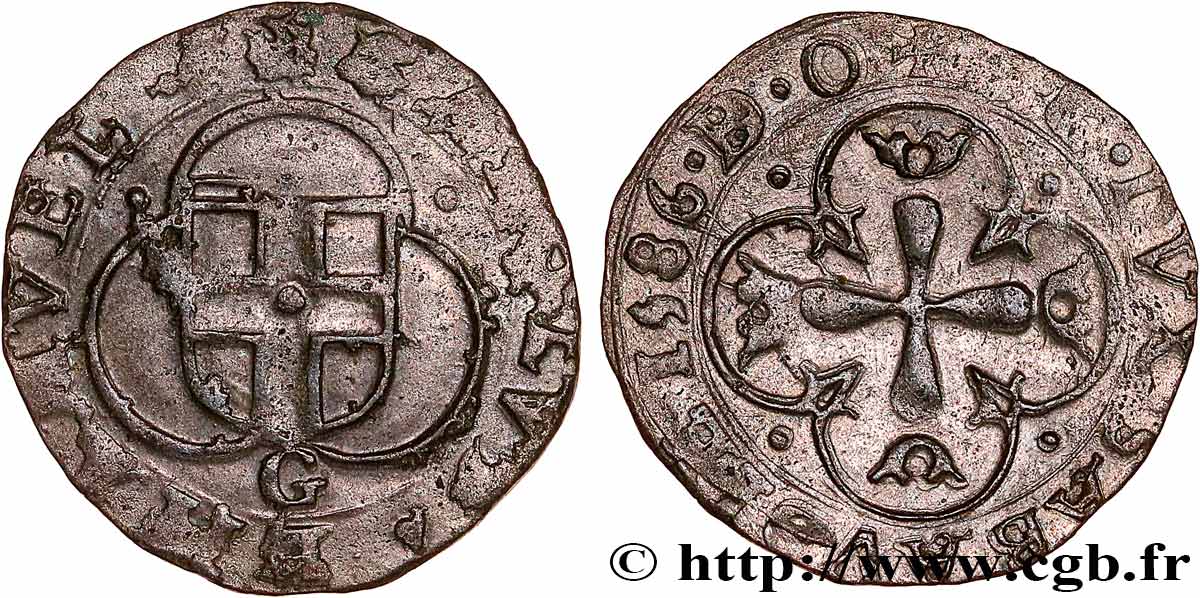 SAVOY - DUCHY OF SAVOY - CHARLES-EMMANUEL I Parpaiolle du 3e type (parpagliola di III tipo) 1586 Gex XF 