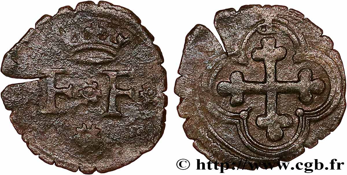 DUCHY OF SAVOIE - EMMANUEL-PHILIBERT Quart de sol, 1er type (quarto di soldo, I tipo) s.d. Chambéry VF 