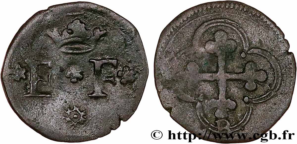 SAVOIE - DUCHÉ DE SAVOIE - EMMANUEL-PHILIBERT DIT  TÊTE DE FER  Quart de sol, 1er type (quarto di soldo, I tipo) s.d. Bourg-en-Bresse TB+ 