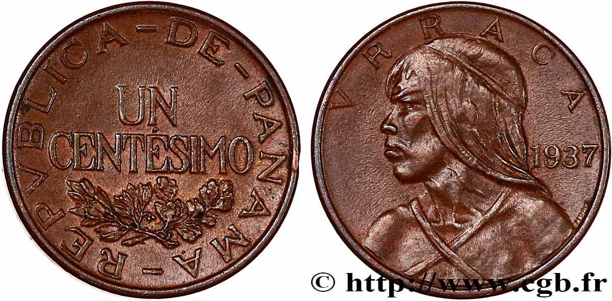 PANAMá 1 Centesimo Urraca 1937 Philadelphie MBC+ 