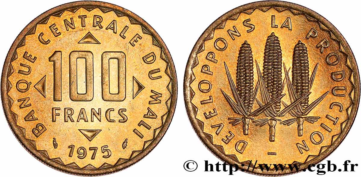 MALI 100 Francs épis de mais 1975 Paris fST 