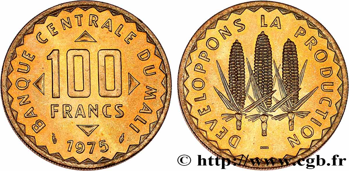 MALí 100 Francs épis de mais 1975 Paris SC 