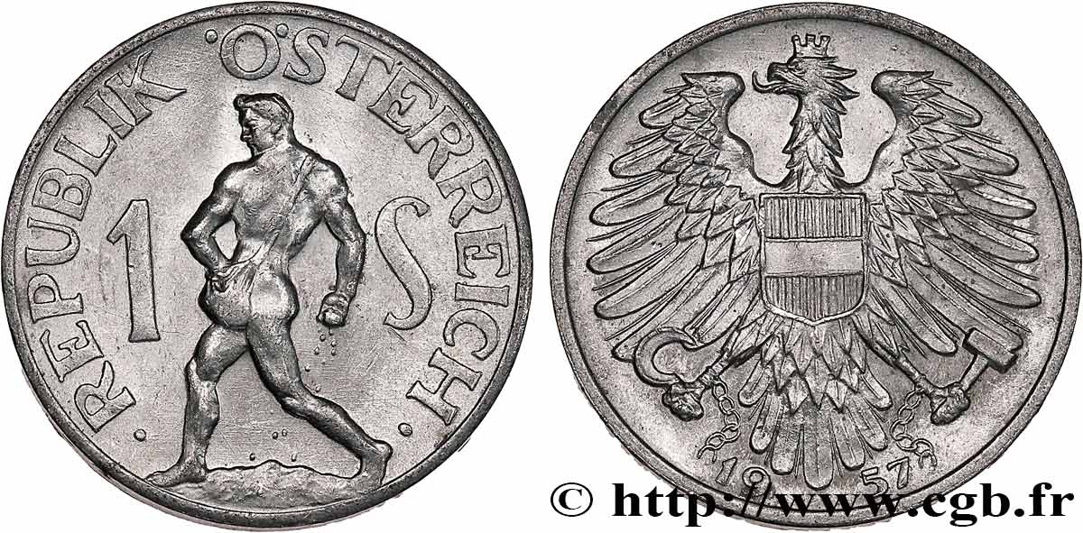 AUTRICHE 1 Schilling aigle / semeur 1957  SPL
 