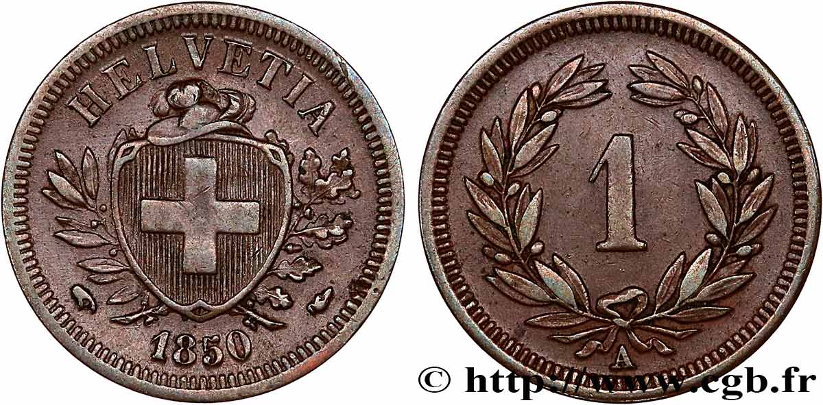 SCHWEIZ 1 Centime Croix Suisse 1850 Paris SS 