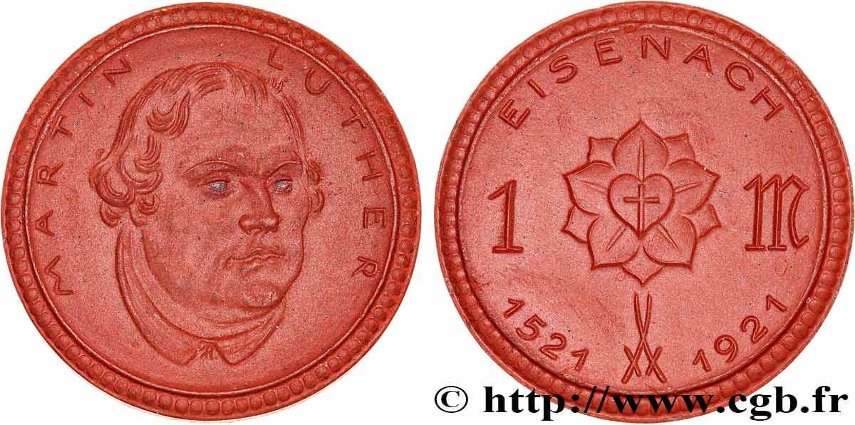 GERMANY Médaille, 1 Mark - Martin Luther 1921  AU 