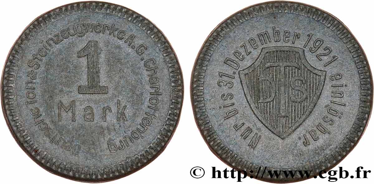 ALLEMAGNE Médaille, 1 Mark - Charlottenburg 1921  SUP 