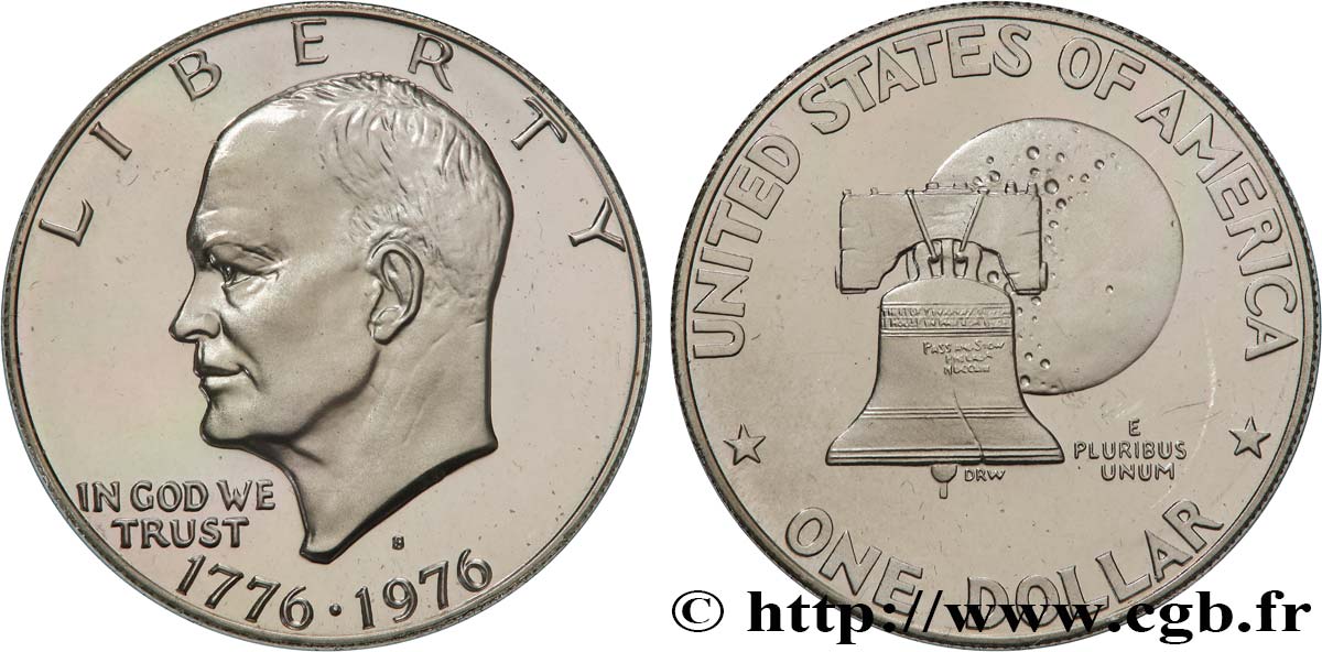 UNITED STATES OF AMERICA 1 Dollar Eisenhower Bicentenaire Proof 1976 San Francisco MS 