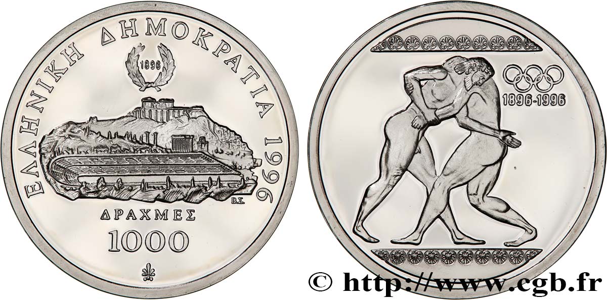 GRECIA 1000 Drachmes Proof Centenaire Olympique 1996 Athènes MS 