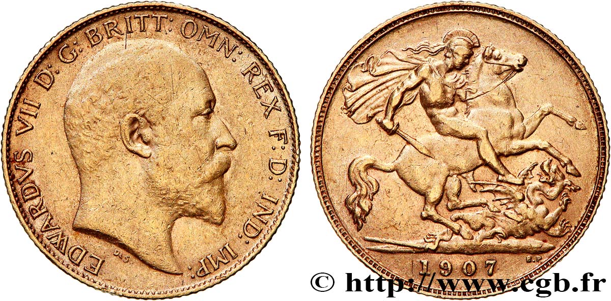 OR, PALLADIUM ET PLATINE INVESTISSEMENT 1/2 Souverain Edouard VII 1907 Londres TTB 